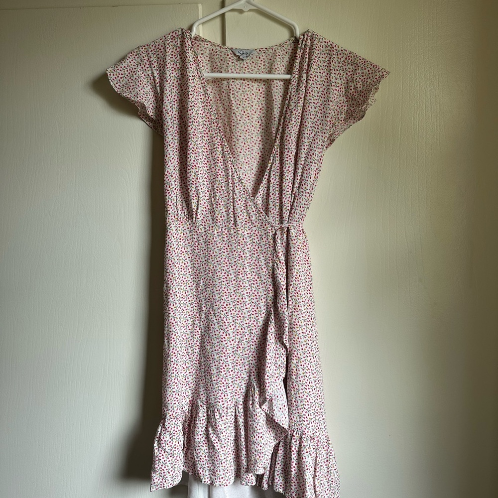 Rails Pink Asymmetrical Sundress with Flutter Sleeves